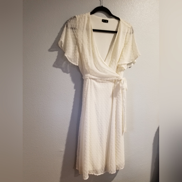 Womens Tacera Swiss Dots Wrap Dress Off White M - Picture 2 of 9